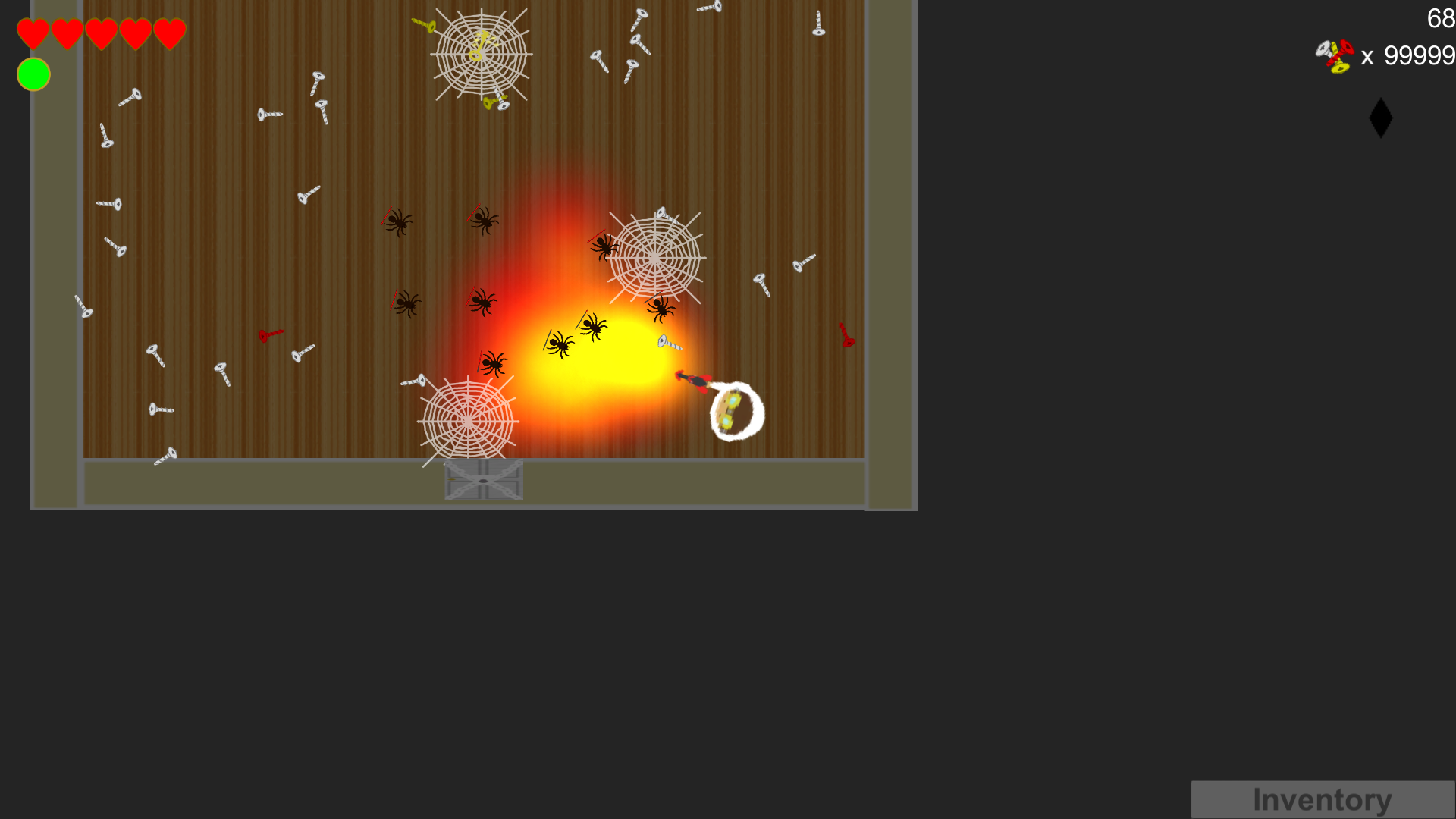 small spiders in the key room